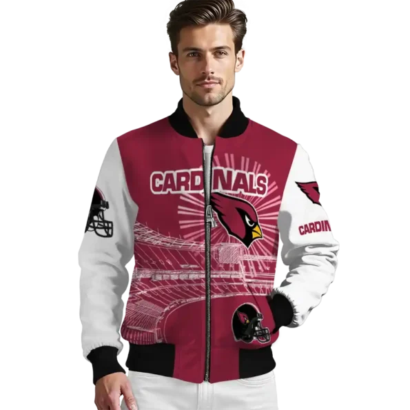 personalized arizona cardinals ferris arena red white bomber jacket high quality