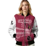 personalized arizona cardinals ferris arena red white bomber jacket best selling