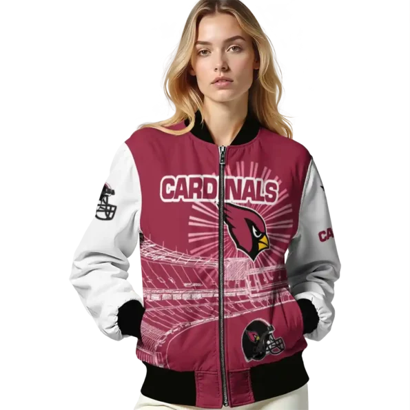 personalized arizona cardinals ferris arena red white bomber jacket latest model