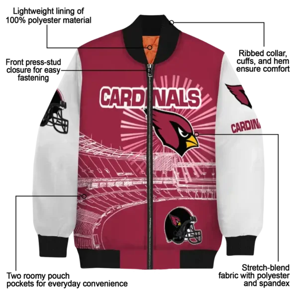 personalized arizona cardinals ferris arena red white bomber jacket new arrival