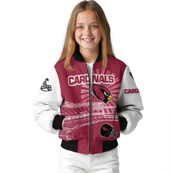personalized arizona cardinals ferris arena red white bomber jacket top rated