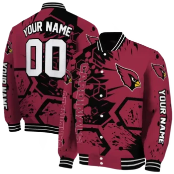 personalized arizona cardinals hexagon cluster red black varsity jacket fashion forward.webp