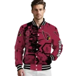 personalized arizona cardinals hexagon cluster red black varsity jacket best selling.webp