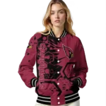personalized arizona cardinals hexagon cluster red black varsity jacket best selling.webp