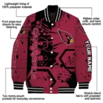 personalized arizona cardinals hexagon cluster red black varsity jacket best selling.webp