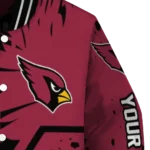 personalized arizona cardinals hexagon cluster red black varsity jacket best selling.webp