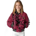 personalized arizona cardinals hexagon cluster red black varsity jacket best selling.webp