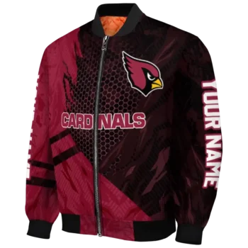personalized arizona cardinals hexagon mesh red black bomber jacket best selling