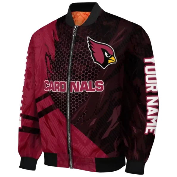 personalized arizona cardinals hexagon mesh red black bomber jacket best selling
