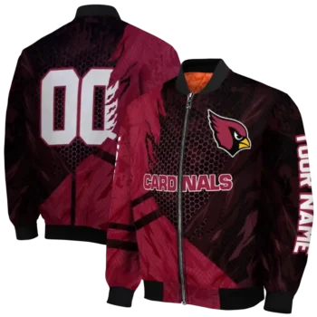 personalized arizona cardinals hexagon mesh red black bomber jacket fashion forward