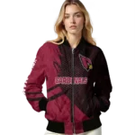 personalized arizona cardinals hexagon mesh red black bomber jacket best selling