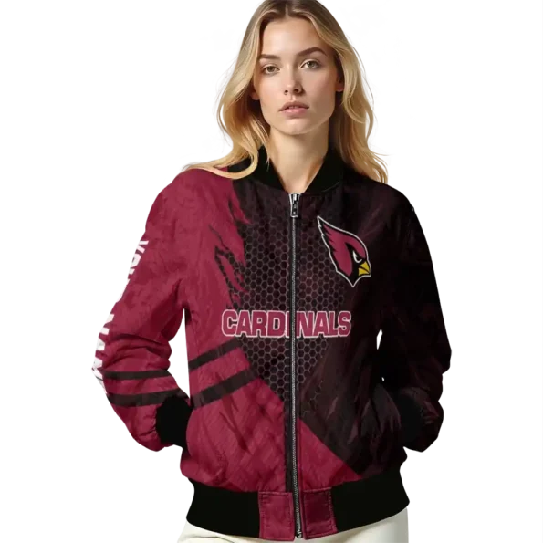 personalized arizona cardinals hexagon mesh red black bomber jacket latest model