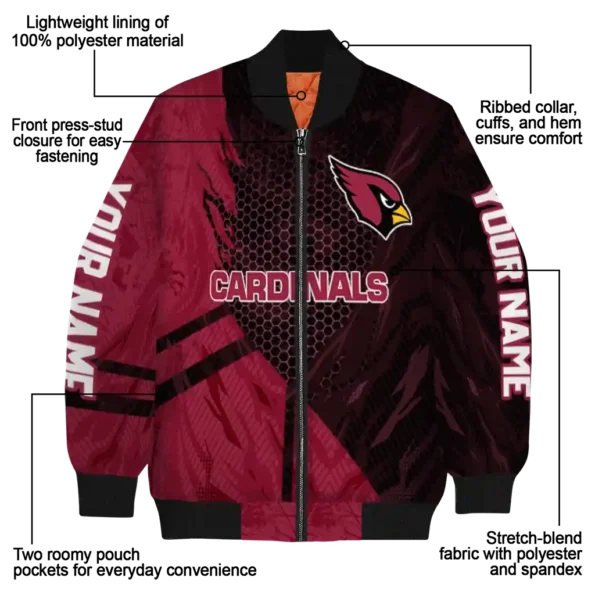 personalized arizona cardinals hexagon mesh red black bomber jacket new arrival