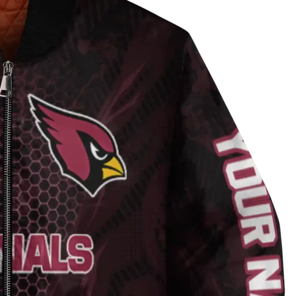 personalized arizona cardinals hexagon mesh red black bomber jacket premium grade