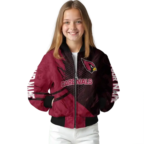 personalized arizona cardinals hexagon mesh red black bomber jacket top rated