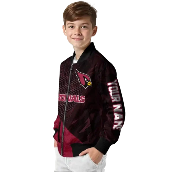 personalized arizona cardinals hexagon mesh red black bomber jacket trendy