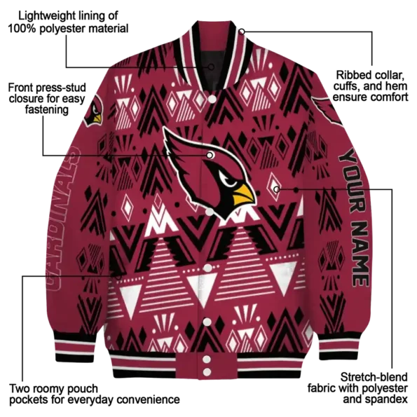 personalized arizona cardinals pyramid shapes red varsity jacket new arrival.webp