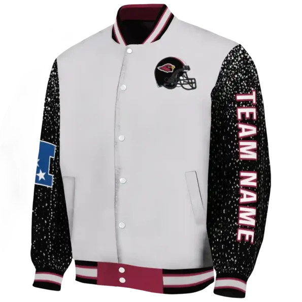 personalized arizona cardinals speckled arms red gray varsity jacket best selling.webp