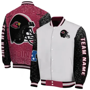 personalized arizona cardinals speckled arms red gray varsity jacket fashion forward.webp