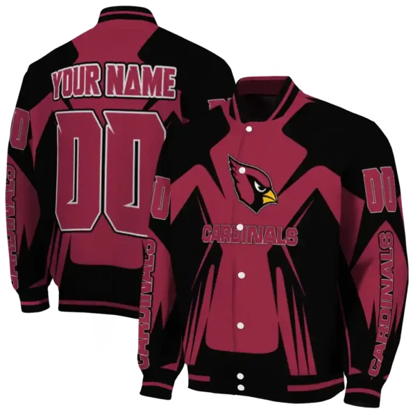 personalized arizona cardinals spider mark red black crocs varsity jacket fashion forward.webp