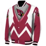 personalized arizona cardinals v stripes red white varsity jacket best selling.webp