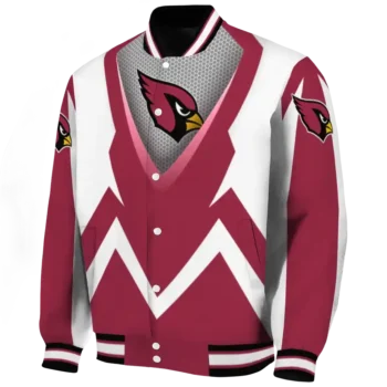 personalized arizona cardinals v stripes red white varsity jacket best selling.webp