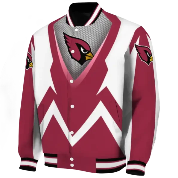 personalized arizona cardinals v stripes red white varsity jacket best selling.webp