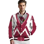 personalized arizona cardinals v stripes red white varsity jacket best selling.webp