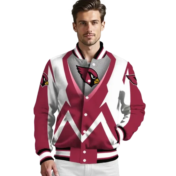personalized arizona cardinals v stripes red white varsity jacket high quality.webp