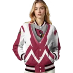 personalized arizona cardinals v stripes red white varsity jacket best selling.webp