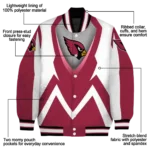 personalized arizona cardinals v stripes red white varsity jacket best selling.webp