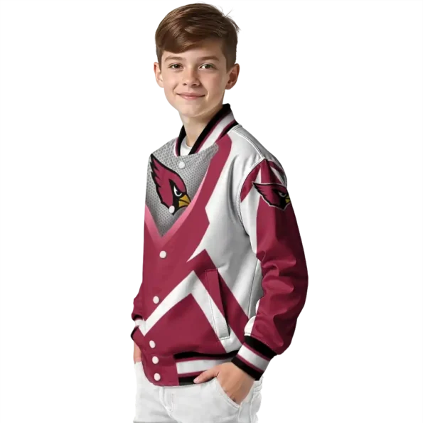 personalized arizona cardinals v stripes red white varsity jacket trendy.webp