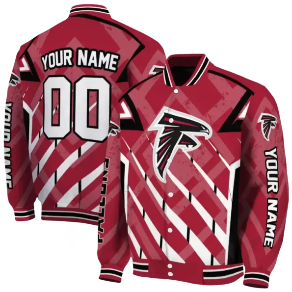 personalized atlanta falcons chevron angles red varsity jacket fashion forward.webp