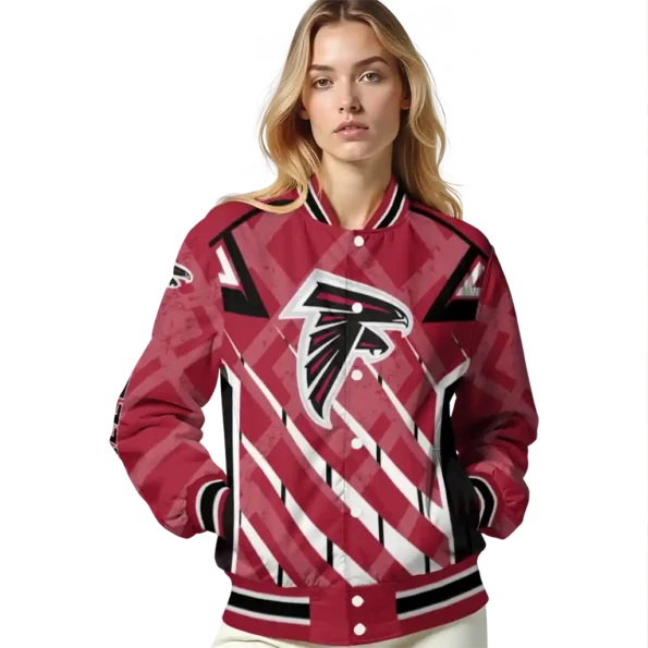 personalized atlanta falcons chevron angles red varsity jacket latest model.webp