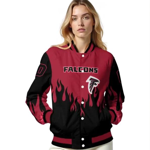 personalized atlanta falcons flame border red black varsity jacket latest model.webp
