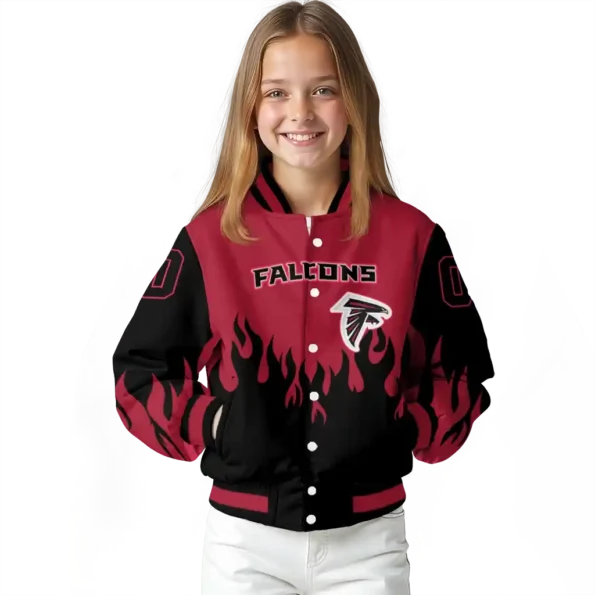 personalized atlanta falcons flame border red black varsity jacket top rated.webp