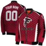 personalized atlanta falcons hexagon grid red bomber jacket best selling
