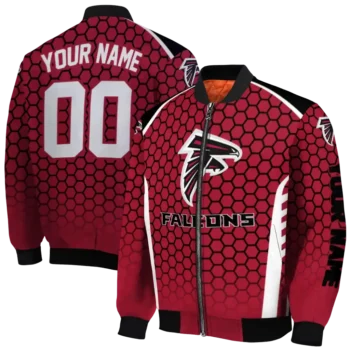 personalized atlanta falcons hexagon grid red bomber jacket fashion forward