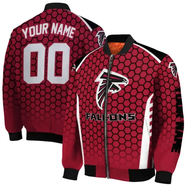 personalized atlanta falcons hexagon grid red bomber jacket fashion forward