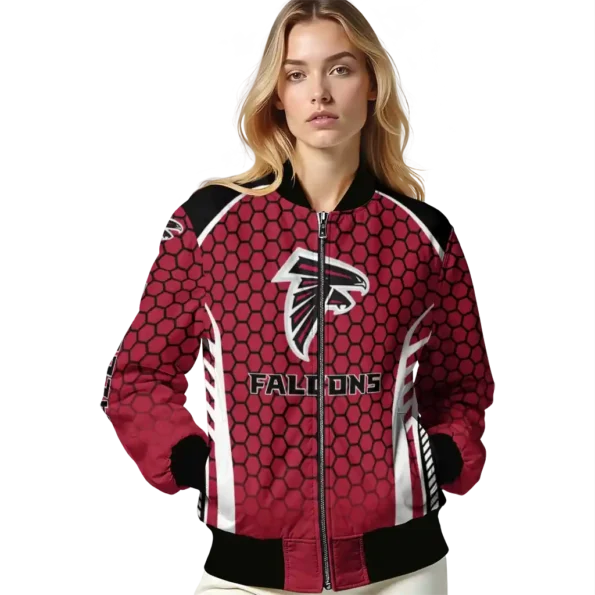 personalized atlanta falcons hexagon grid red bomber jacket latest model