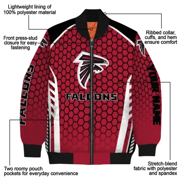 personalized atlanta falcons hexagon grid red bomber jacket new arrival