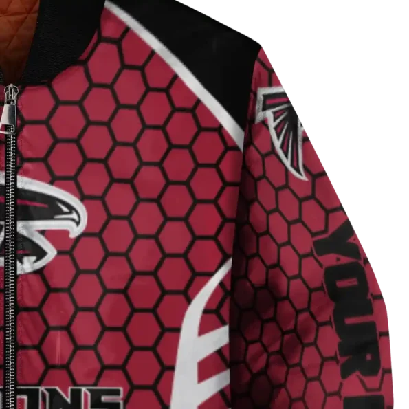 personalized atlanta falcons hexagon grid red bomber jacket premium grade