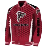 personalized atlanta falcons hexagon grid red varsity jacket best selling.webp