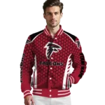 personalized atlanta falcons hexagon grid red varsity jacket best selling.webp