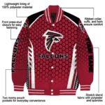 personalized atlanta falcons hexagon grid red varsity jacket best selling.webp