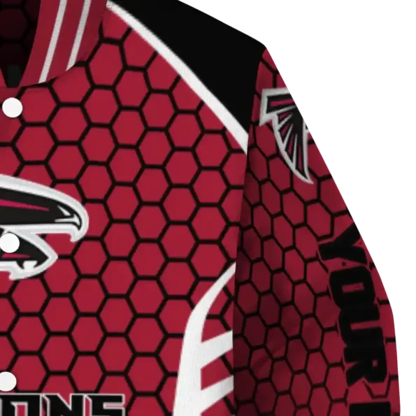 personalized atlanta falcons hexagon grid red varsity jacket premium grade.webp