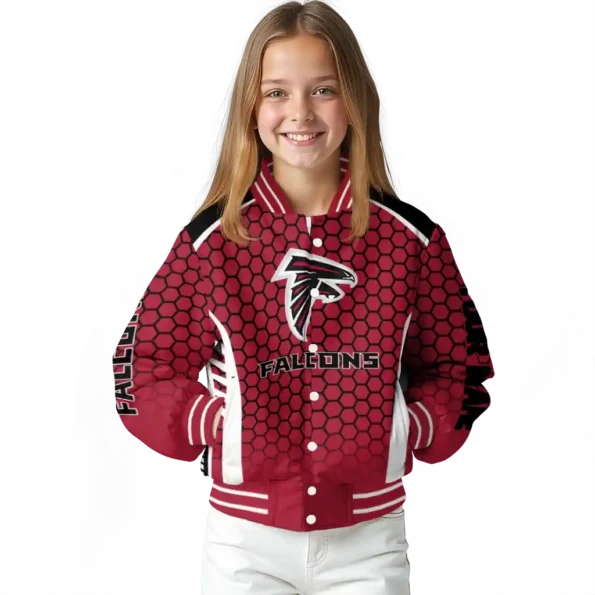 personalized atlanta falcons hexagon grid red varsity jacket top rated.webp
