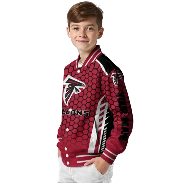 personalized atlanta falcons hexagon grid red varsity jacket trendy.webp