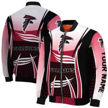 personalized atlanta falcons mesh effect red black bomber jacket fashion forward