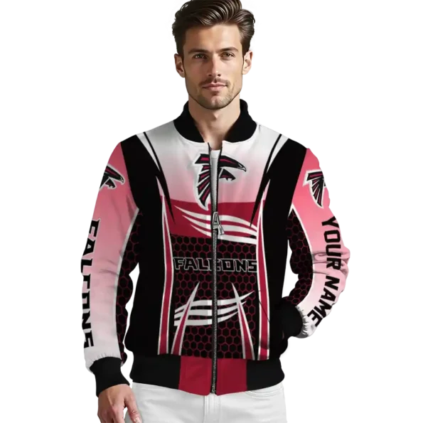 personalized atlanta falcons mesh effect red black bomber jacket high quality